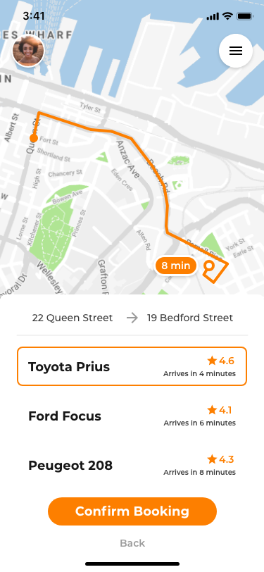 Mockup of the select car/driver screen