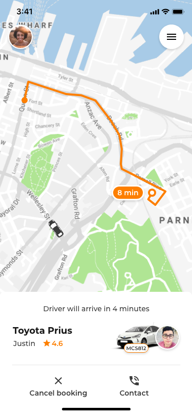 Mockup of the waiting for pickup screen